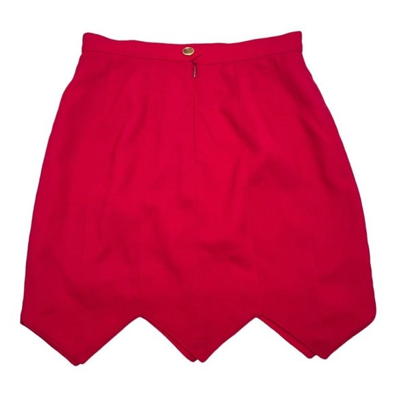 Vintage 1980's Gemma Kahng New York Red Wool Mini Skirt Size 12 - Picture 4 of 11
